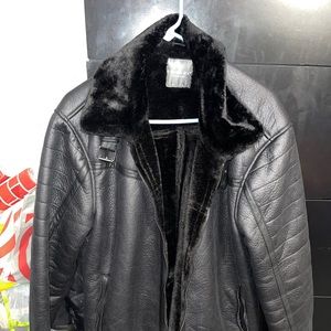 Black letter fur coat fur
